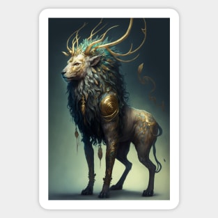 The Divine Chimera: A Fusion of Lion and Deer in One Mythical Being Sticker